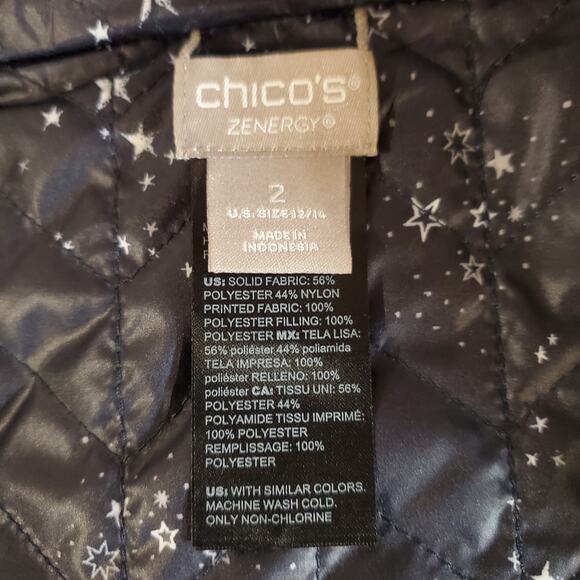 Chicos Zenergy Womens Reversible Quilted Celestial Vest Size 2 L 12/14 Navy Blue - Picture 11 of 13